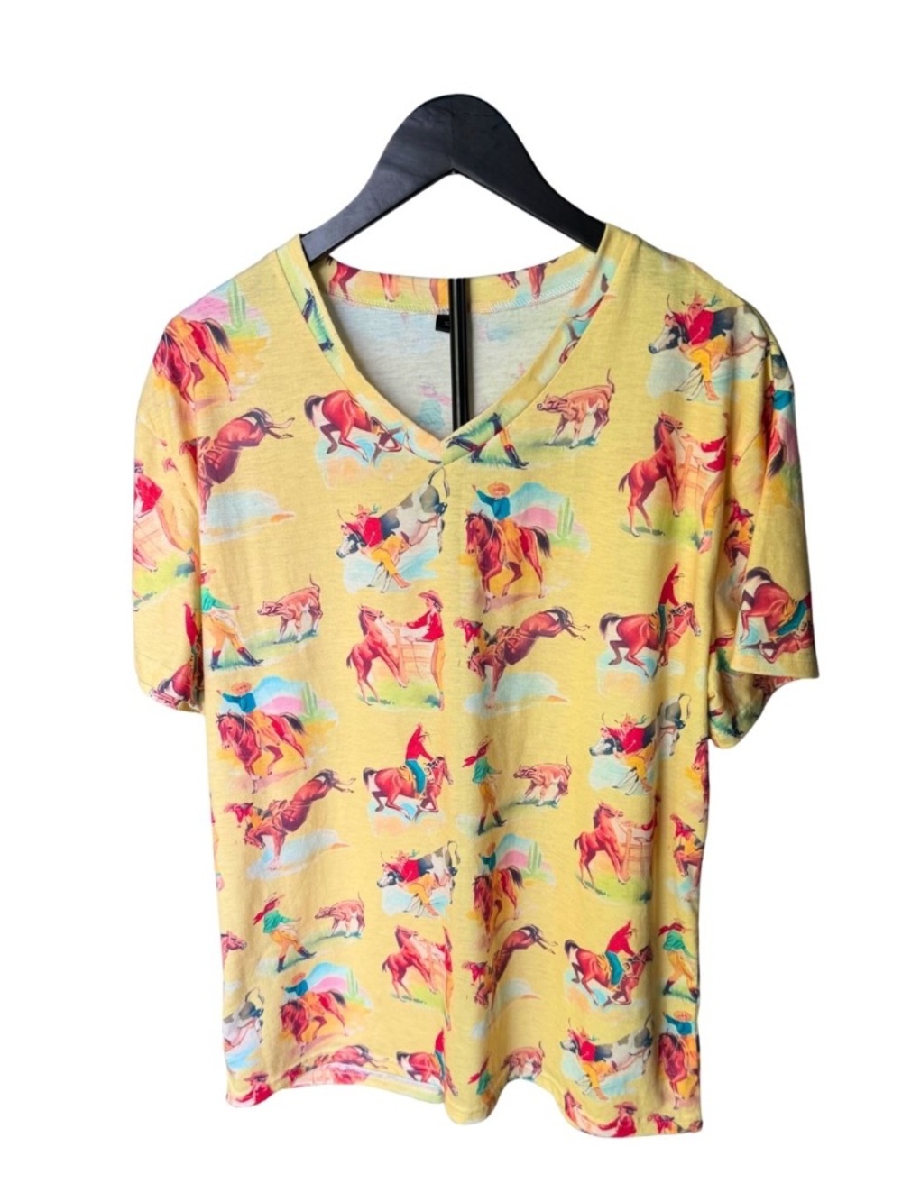 Yellow Spoonflower Vintage Cowgirl T-shirt - Sz XXL